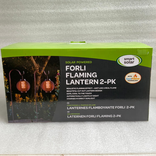 Solar Powered Forli Flaming Lantern 2 Pack