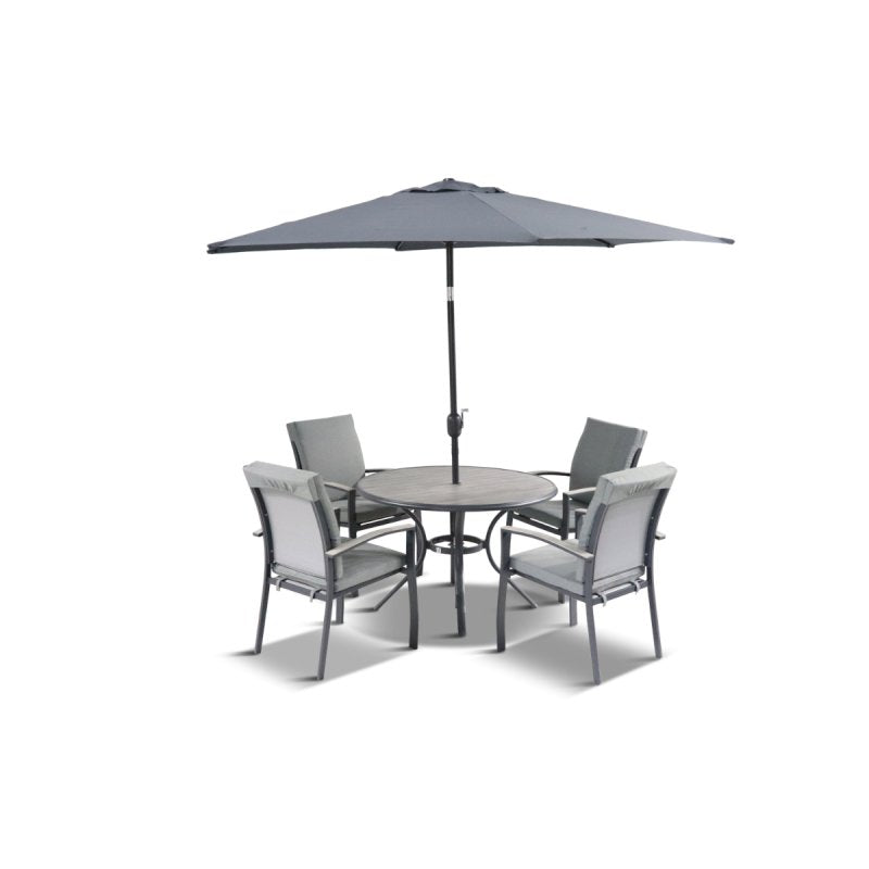 Turin 4 Seat Dining Set 2m Parasol