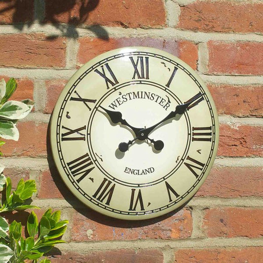 Westminster Tower Wall Clock 12in - Cream