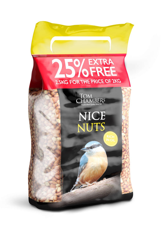2kg + 25% EXTRA FREE Nice Nuts peanuts for wild birds by Tom chambers