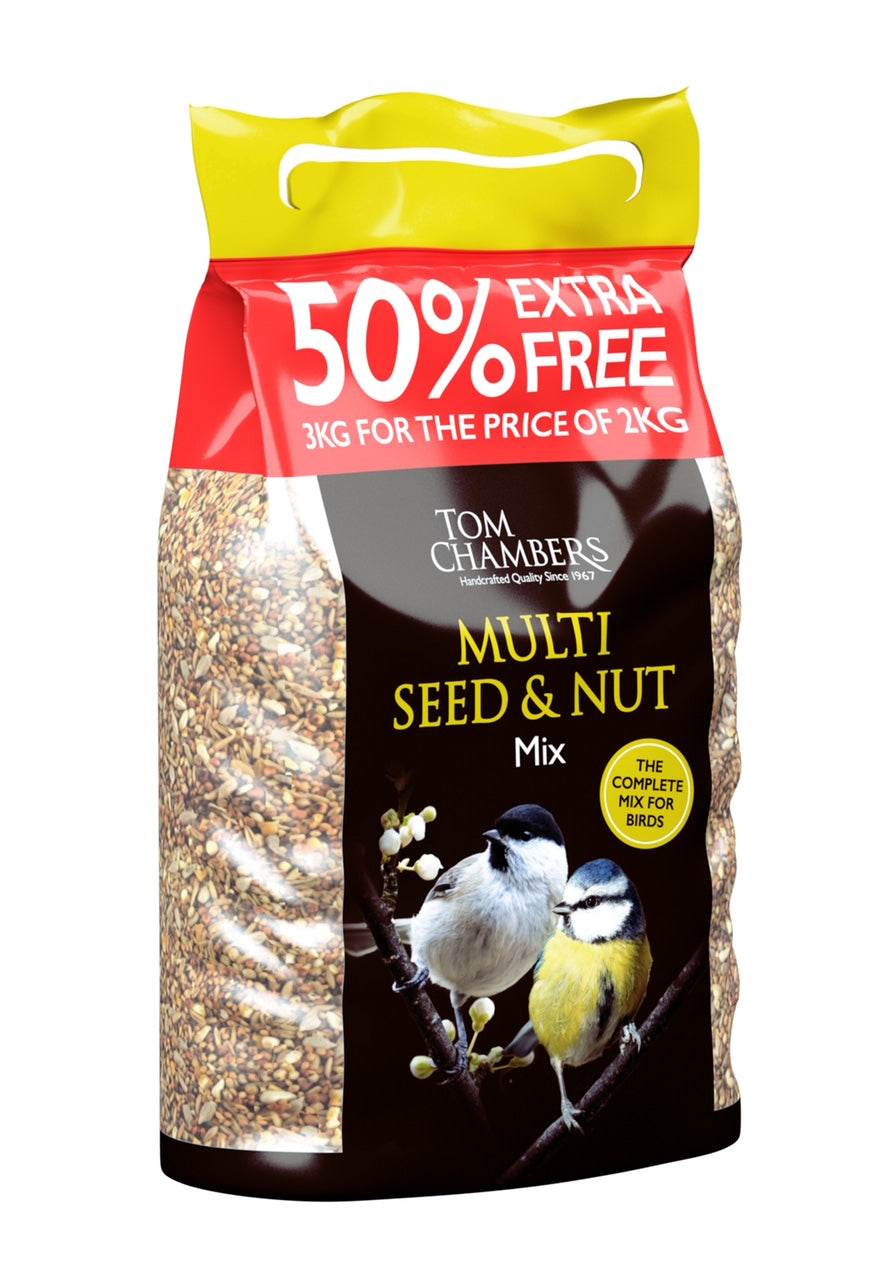 3kg bag of multi nut and seed blend bird seed by tom chambers